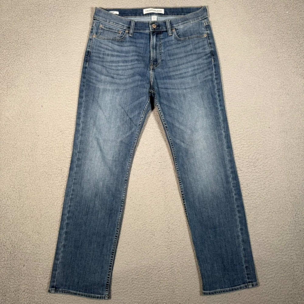 Calvin Klein Jeans Mens 32x30 Blue Straight Fit Denim 5 Pocket Casual Preppy
